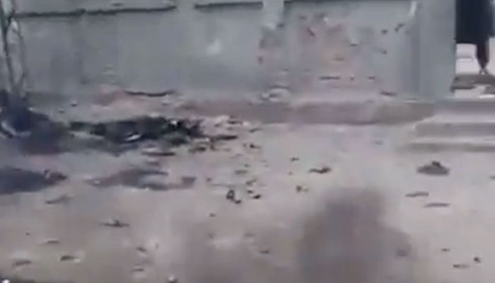 Debris can be seen outside a mosque in Lakki Marwat after a suicide attack attempt was thwarted on June 12, 2026. — X
