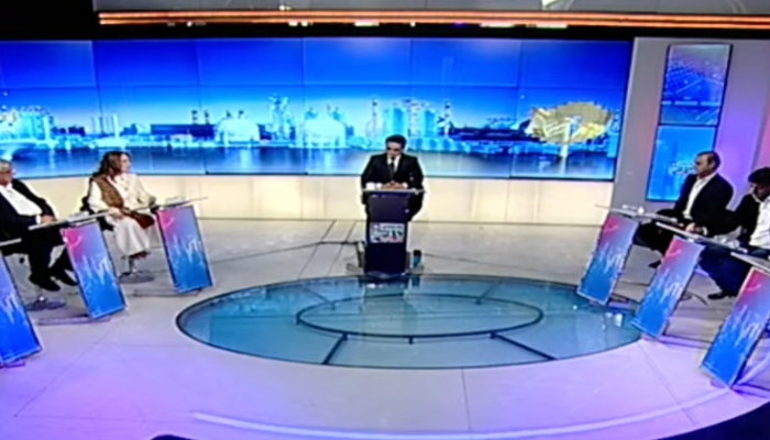 Senior anchor Shahzeb Khanzada hosts a special show on post-budget economic outlook, June 14, 2026. — Screengrab via YouTube/Geo News
