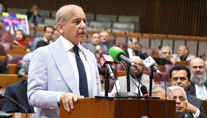 Prime Minister Shehbaz Sharif addresses the National Assembly in Islamabad, on June 15, 2026. — Facebook@NationalAssemblyOfPakistan