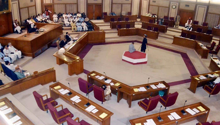 MPA Qadir Ali Nahil speaks during an assembly session at the Balochistan Assembly in Quetta on Thursday, July 20, 2023. — PPI