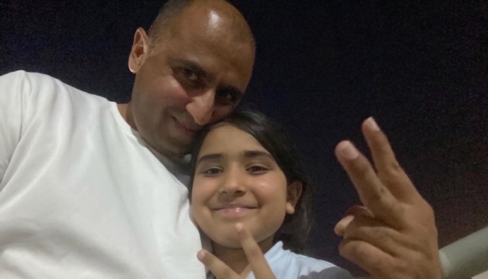 Nine-year-old Hania Adeel pictured with her father Adeel Ahmed in this undated image. — Geo News