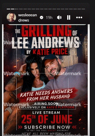 Katie Price to grill husband Lee Andrews in exclusive livestream