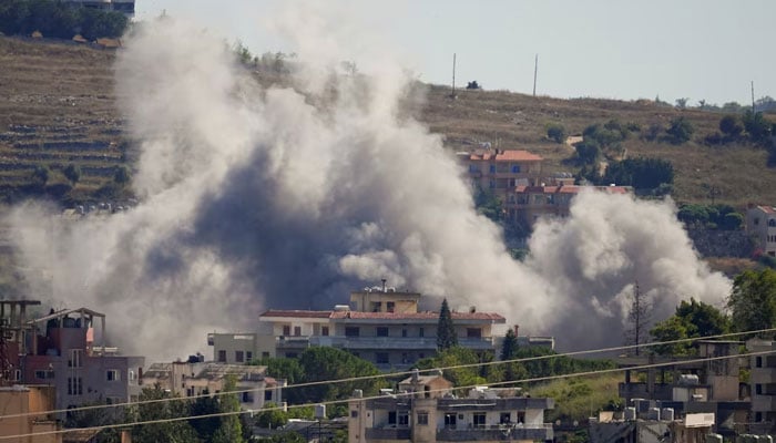 Smoke billows from southern Lebanon following an Israeli strike, as seen from Nabatieh, southern Lebanon, June 19, 2026. — Reuters