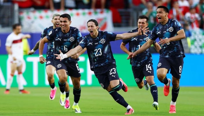 Paraguays Matias Galarza celebrates scoring their first goal during the Fifa World Cup 2026, Group D match against Turkiye, San Francisco Bay Area Stadium, Santa Clara, California, US, June 19, 2026. — Reuters