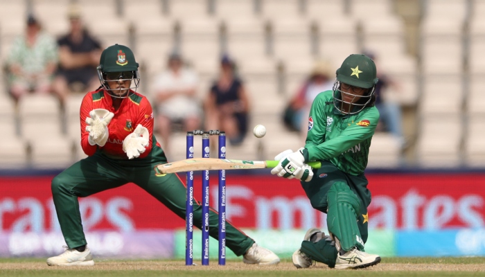 Pakistans Muneeba Ali plays a shot during their ICC Womens T20 World Cup match against Bangladesh at The Rose Bowl in Southampton on June 20, 2026. — ICC
