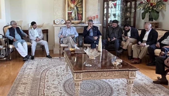 Bank of Punjab President Zafar Masud (third from left) speaks during an interactive session in New York, June 21, 2026. — Facebook/Pakistan Consulate General New York