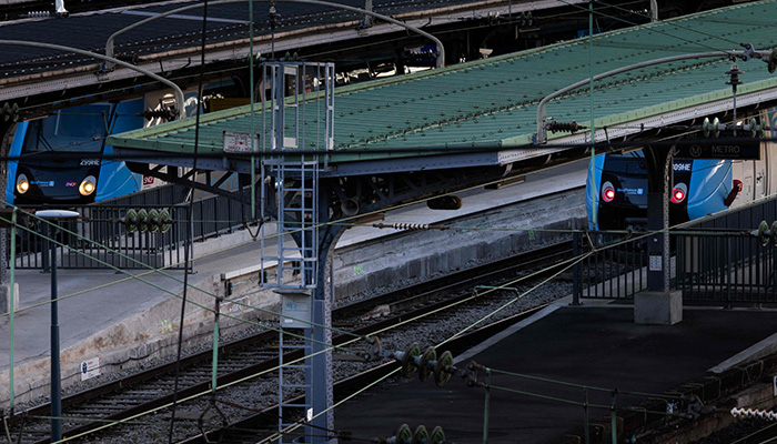 This photograph shows a train on the tracks at Gare de lEst railway station in Paris on March 14, 2026. — AFP