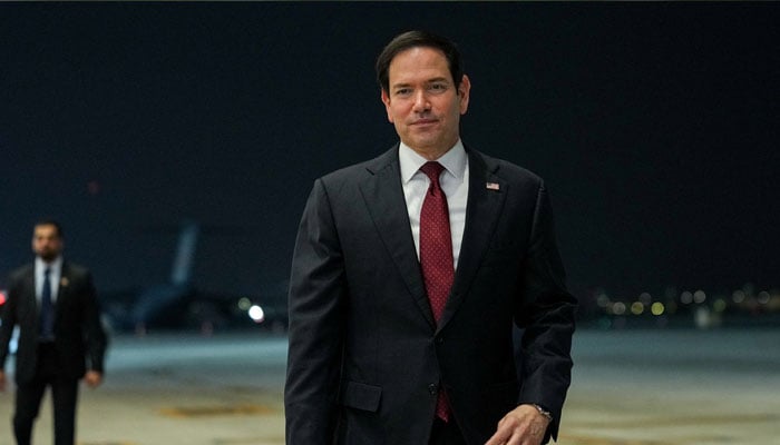 US Secretary of State Marco Rubio, upon his arrival at Al Bateen Executive Airport to discuss the interim deal between the US and Iran with Arab Gulf allies, in Abu Dhabi, United Arab Emirates, June 23, 2026. — Reuters