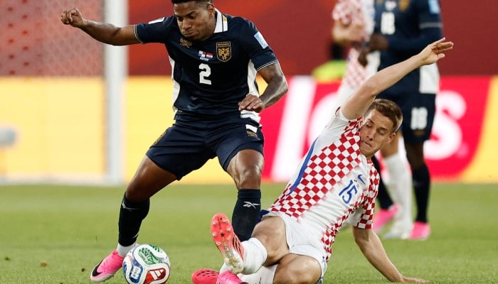 Panamas Cesar Blackman in action with Croatias Mario Pasalic. — Reuters/File