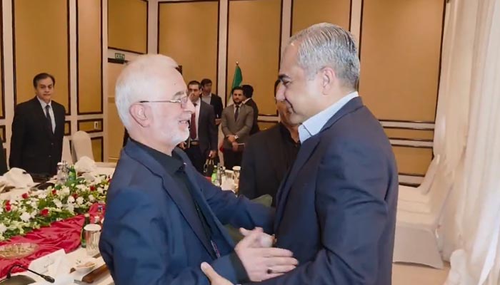 Interior Minister Mohsin Naqvi meets Iranian counterpart Dr Eskandar Momeni in Islamabad, June 24, 2026. — Screengrab via YouTube/Geo News