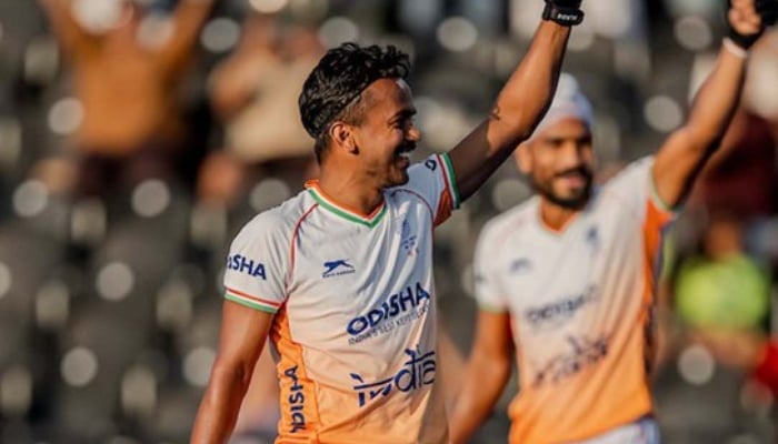 Indian players expressing joy over the victory. — X@FIH_Hockey/File