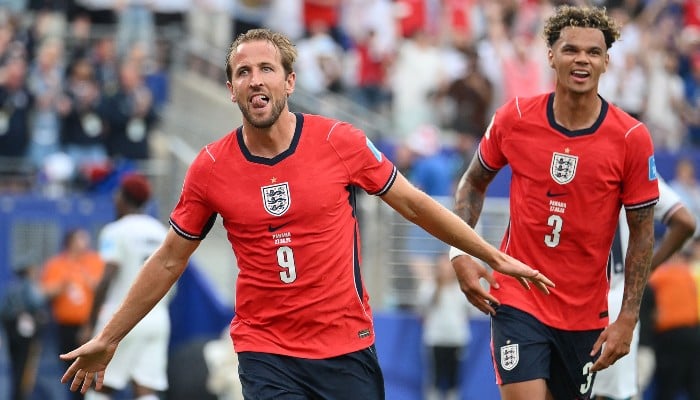 Englands forward #09 Harry Kane celebrates scoring his teams second goal during the 2026 World Cup Group L football match between Panama and England at the New York/New Jersey Stadium in East Rutherford on June 27, 2026. — AFP