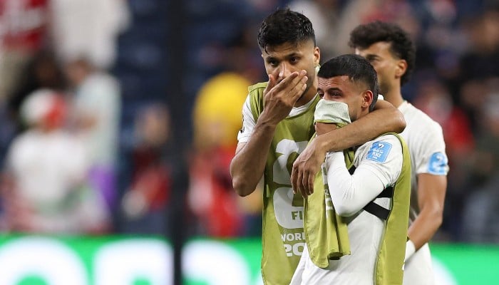 Mohammad Mohebbi #8 and Mehdi Ghayedi #10 of IR Iran react after the 1-1 draw during the Fifa World Cup 2026 Group G match between Egypt and IR Iran at Seattle Stadium on June 26, 2026 in Seattle, Washington, US. — AFP