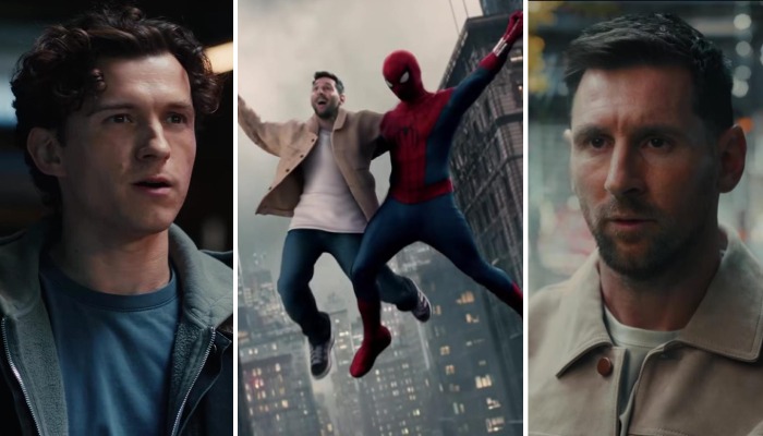 The football icon joins Holland to promote ‘Spider-Man: Brand New Day’