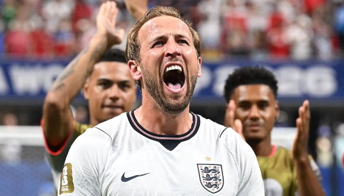 Englands forward #09 Harry Kane celebrates after winning the 2026 World Cup round of 32 match football between England and the Democratic Republic of Congo at the Atlanta Stadium in Atlanta on July 1, 2026. — AFP