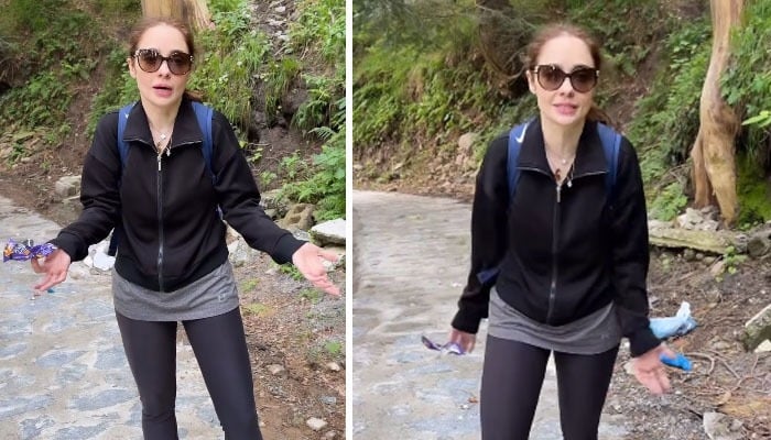 Actor and television presenter Juggun Kazim can be in Nathia Gali in this screengrab taken from a video. — Instagram/@juggunkazim