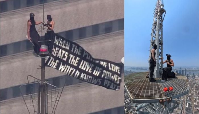 Couple shared engagement photos from top of Empire State Building before getting arrested