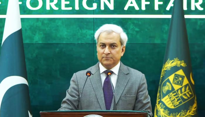 Foreign Office Spokesperson Tahir Hussain Andrabi addresses the weekly press briefing at Ministry of Foreign Affairs, Islamabad on July 2, 2026. — Screengrab via X/@ForeignOfficePk