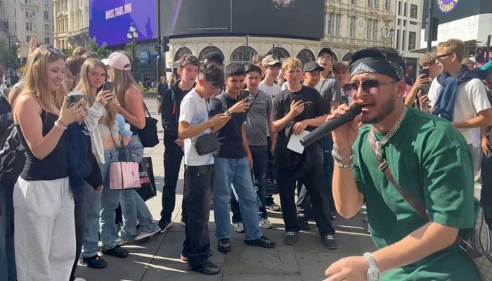 Pakistan’s freestyle rapper Ghani Tiger performs in front of fans in London. — Reporter