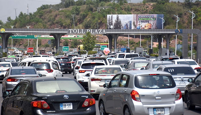 Vehicles queue at the Murree Toll Plaza, Islamabad, June 27, 2026. — Online