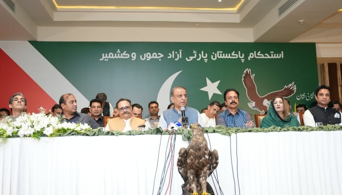 Istehkam-e-Pakistan Party (IPP) President Abdul Aleem Khan addresses press conference in Islamabad, June 3, 2026. — IPP
