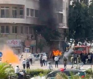 Explosions heard in Damascus during France president visit, says security source