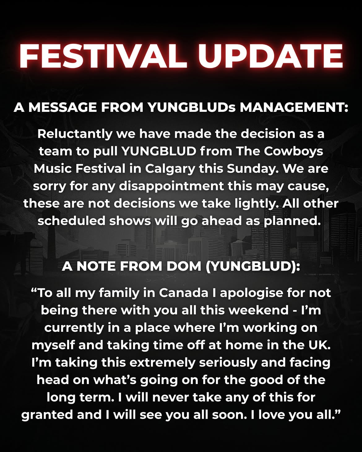Yungblud exits festival mid performance