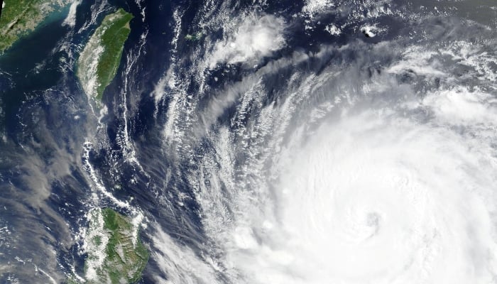 A satellite image shows Typhoon Bavi as it churns in the Pacific Ocean, July 9, 2026. — Reuters