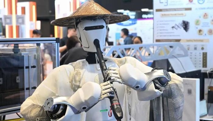 A robot plays music at the Hong Kong InnoEx 2026, Robot and AI Fair at the Hong Kong Convention and Exhibition Centre. — AFP