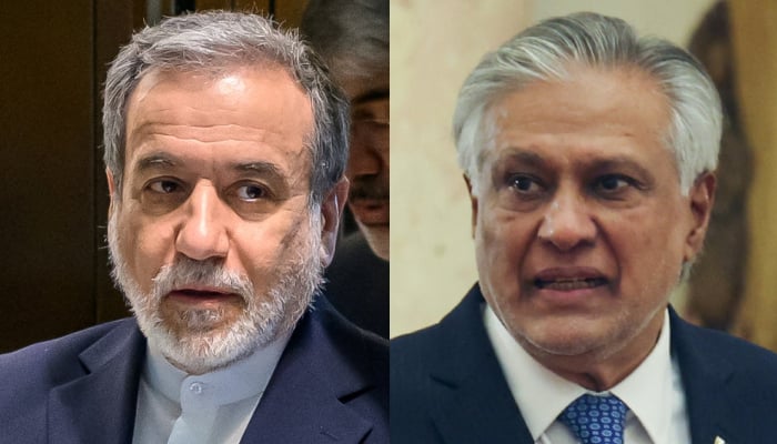 Deputy Prime Minister and Foreign Minister Ishaq Dar (right) and his Iranian counterpart Abbas Araghchi. — Reuters