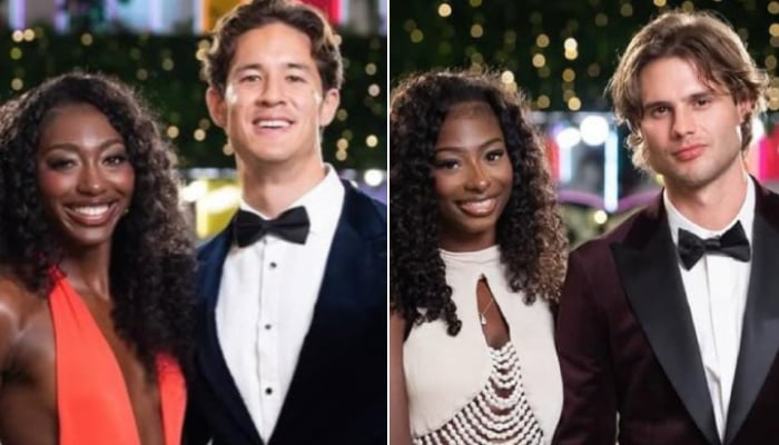 America votes between couples Aniya Harvey, Lee Schmidt (L) and Trinity Tatum, Bryce Alakai Dettloff (R)