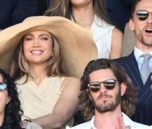 Jennifer Lopez risks fans' wrath with giant sunhat at Wimbledon