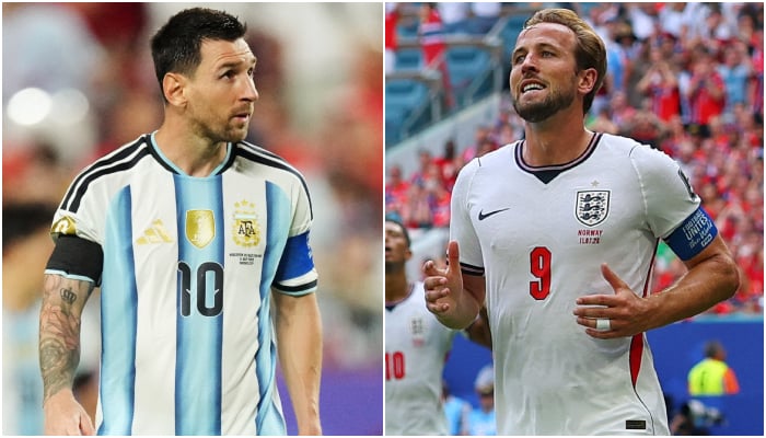 (From left to right) Argentinas Messi and Englands Harry Kane in action during Fifa World Cup 2026 matches. — Reuters