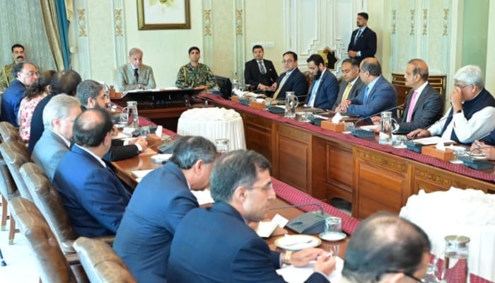 Prime Minister Shehbaz Sharif chairs a meeting to review the affairs of the Federal Board of Revenue in Islamabad on July 15, 2026. — APP