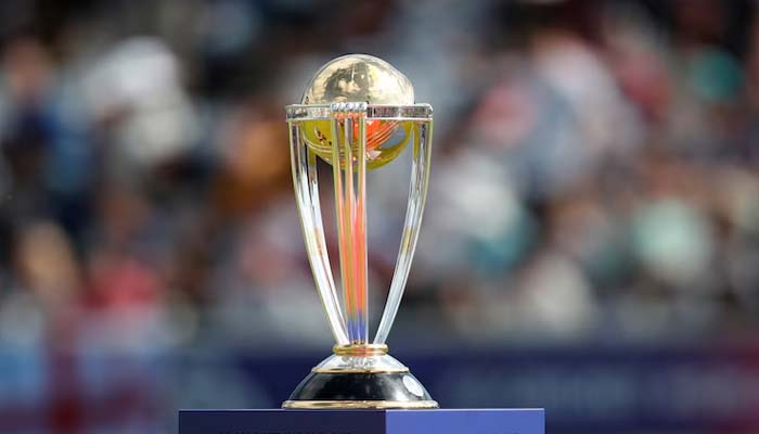General view of the Cricket World Cup trophy. — Reuters