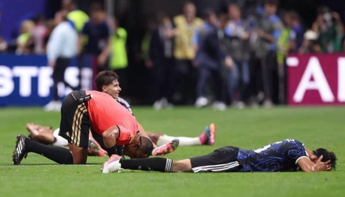 Referee Ismail Elfath is seen performing prostration (sajda) following the 2026 World Cup football tournament semi-final match between England and Argentina at the Atlanta Stadium in Atlanta on July 15, 2026. — X