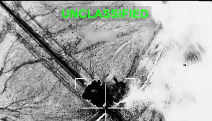 Smoke rises from an explosion at an unknown location, during what US Central Command says are strikes on Iran, in this screen grab taken from a handout video released July 17, 2026.— Reuters