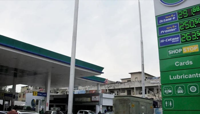 New rate list of fuel prices displayed after an increase in petroleum prices in Islamabad on January 29, 2023. — APP