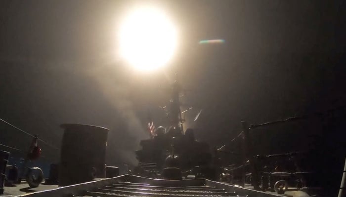 A munition is launched at an unknown location, during what US Central Command says are strikes on Iran, in this screen grab taken from a handout video released on July 15, 2026. — Reuters