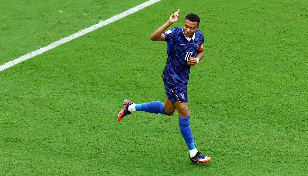Frances Kylian Mbappe celebrates scoring their first goal in Bronze Final against England in Miami Stadium, Miami Gardens, Florida, US on July 18, 2026. — Reuters