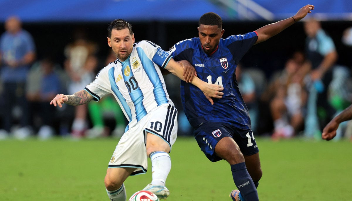 Argentinas Lionel Messi in action with Cape Verdes Deroy Duarte during Round of 32 Miami Stadium, Miami Gardens, Florida, US on July 3, 2026. — Reuters