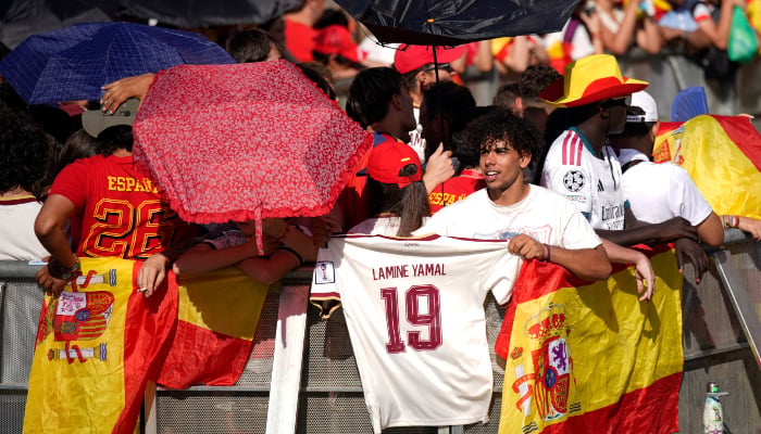 Spain fans gather at Cibeles Square in Madrid ahead of the parade as they celebrate after winning the Fifa World Cup 2026, Madrid, Spain, July 20, 2026. — Reuters