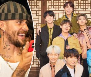 Justin Bieber hugs one BTS member after halftime performance