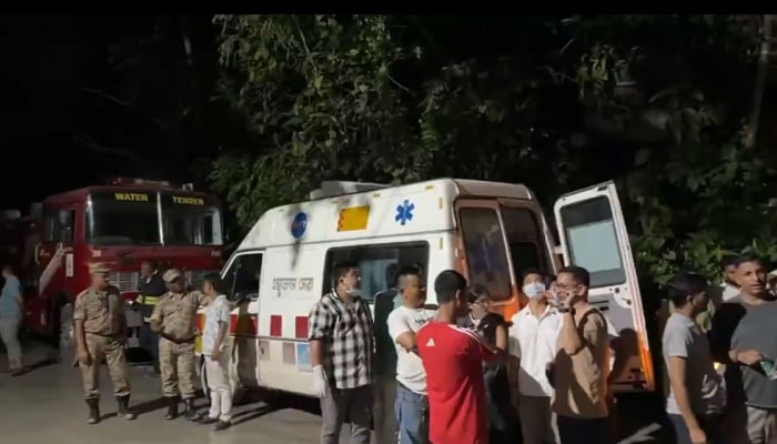 Officials from law enforcement agency and rescue present after a tunnel collapse in Sikkim, India on July 20, 2026. — X@NewsArenaIndia