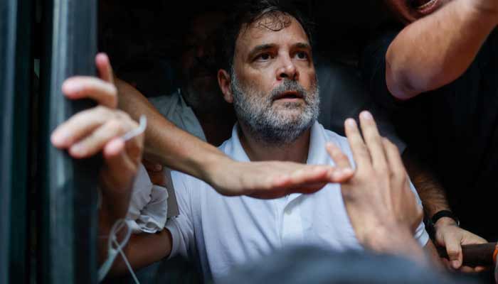 Indian opposition leader Rahul Gandhi is detained by police during a sit-in protest outside Prime Minister Narendra Modis residence, demanding accountability for police action against students, in New Delhi, India, July 21, 2026.— Reuters
