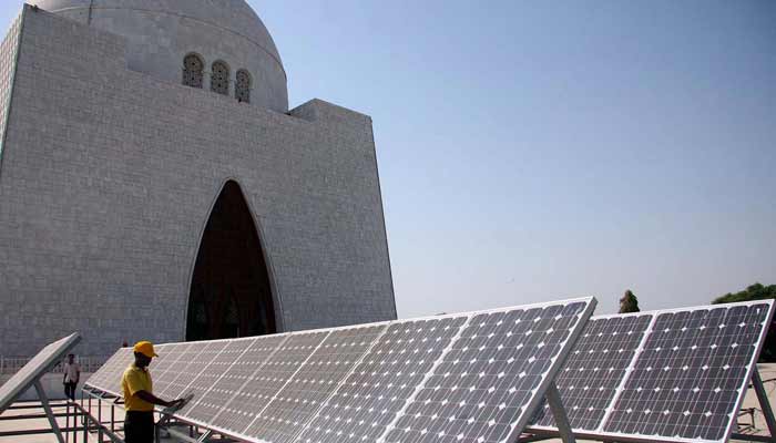 This image shows solar panels at mausoleum of Pakistans founder, Quaid-i-Azam Muhammad Ali Jinnah, Karachi. — PPI/File