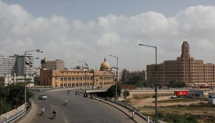 View of partial traffic with the Karachi Port Trust building in the background, in Karachi, Pakistan, September 2, 2023. — Reuters
