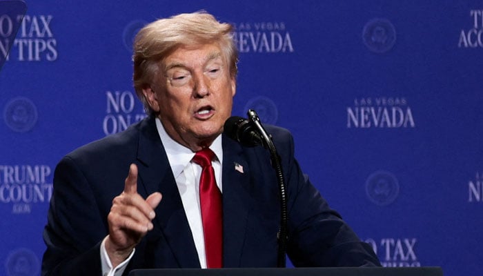 US President Donald Trump delivers remarks at Red Rock Casino Resort Spa in Las Vegas, Nevada, US, August 5, 2026. — Reuters