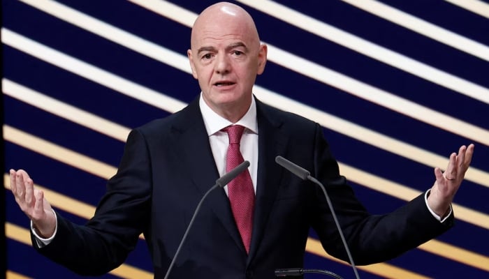 Fifa president Gianni Infantino speaks during the 50th Ordinary Uefa Congress, Brussels Expo, Brussels, Belgium, February 12, 2026. — Reuters