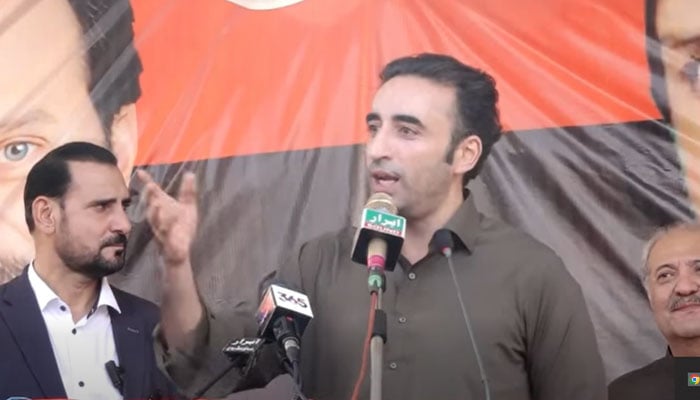 Pakistan Peoples Party (PPP) Chairman Bilawal Bhutto-Zardari addresses a public rally in Bagh district of AJK on August 8, 2026. — Facebook/Bilawalhouse